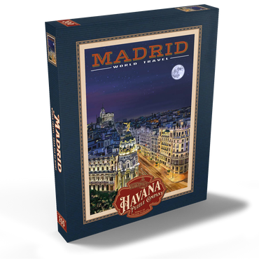 Madrid, Spain - Gran Vía by Night, Vintage Travel Poster 200 Puzzle Schachtel Ansicht2