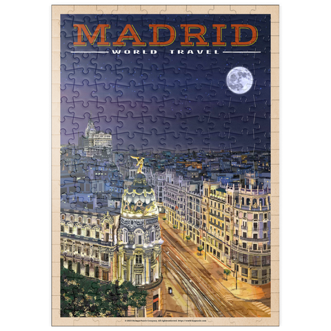 puzzleplate Madrid, Spain - Gran Vía by Night, Vintage Travel Poster 200 Puzzle