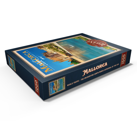 Palma de Mallorca, Spain - The Enchanting Santa Maria Cathedral by the Sea, Vintage Travel Poster 1000 Puzzle Schachtel Ansicht1