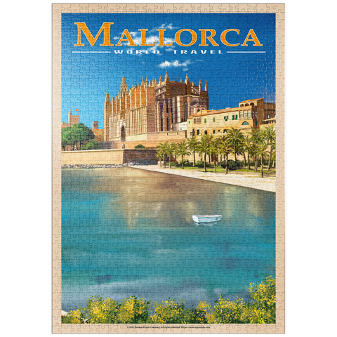 puzzleplate Palma de Mallorca, Spain - The Enchanting Santa Maria Cathedral by the Sea, Vintage Travel Poster 1000 Puzzle
