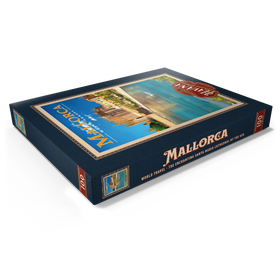 Darstellung des Puzzle Motivs Palma de Mallorca, Spanien - Die bezaubernde Kathedrale Santa Maria am Meer, Vintage Travel Poster - Puzzleteile: 100