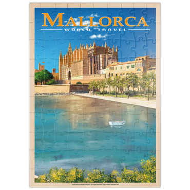 puzzleplate Palma de Mallorca, Spain - The Enchanting Santa Maria Cathedral by the Sea, Vintage Travel Poster 100 Puzzle