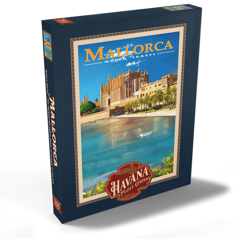 Palma de Mallorca, Spain - The Enchanting Santa Maria Cathedral by the Sea, Vintage Travel Poster 200 Puzzle Schachtel Ansicht2