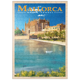 Darstellung des Puzzle Motivs Palma de Mallorca, Spanien - Die bezaubernde Kathedrale Santa Maria am Meer, Vintage Travel Poster - Puzzleteile: 200