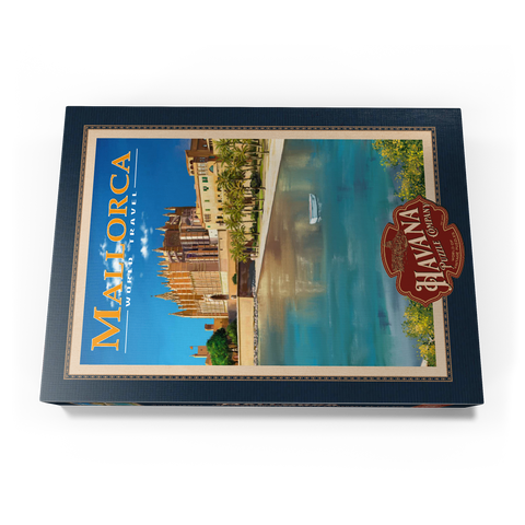 Palma de Mallorca, Spain - The Enchanting Santa Maria Cathedral by the Sea, Vintage Travel Poster 500 Puzzle Schachtel Ansicht3