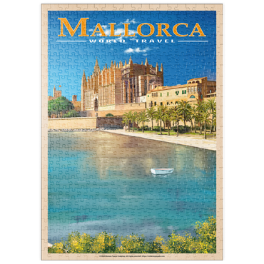 puzzleplate Palma de Mallorca, Spain - The Enchanting Santa Maria Cathedral by the Sea, Vintage Travel Poster 500 Puzzle