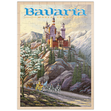 puzzleplate Neuschwanstein Castle, Germany - Whispers of Winter's Fantasy, Vintage Travel Poster 100 Puzzle