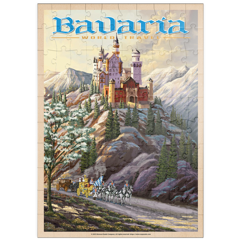 puzzleplate Neuschwanstein Castle, Germany - Whispers of Winter's Fantasy, Vintage Travel Poster 100 Puzzle