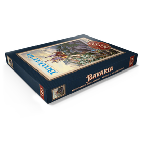 Darstellung des Puzzle Motivs Neuschwanstein Castle, Germany - Whispers of Winter's Fantasy, Vintage Travel Poster - Puzzleteile: 200