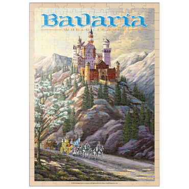 puzzleplate Neuschwanstein Castle, Germany - Whispers of Winter's Fantasy, Vintage Travel Poster 200 Puzzle