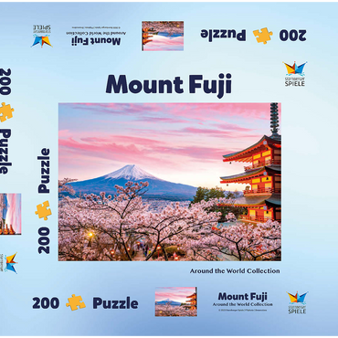 Kirschblüte an der Chureito Pagode mit Blick auf den Mount Fuji - Japan 200 Puzzle Schachtel 3D Modell