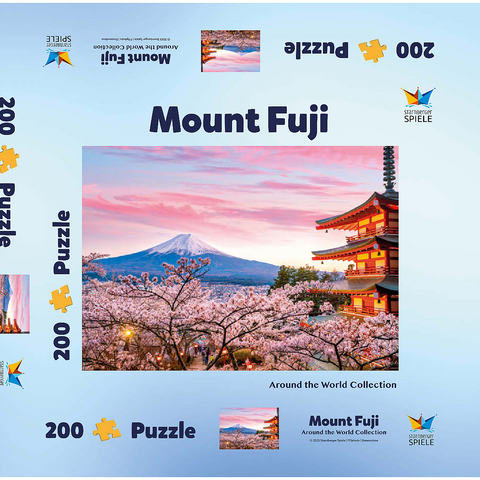 Kirschblüte an der Chureito Pagode mit Blick auf den Mount Fuji - Japan 200 Puzzle Schachtel 3D Modell