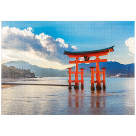 Darstellung des Puzzle-Motivs O-Torii-Tor vor dem Itsukushima Schrein auf der Insel Miyajima - Hiroshima, Japan – Puzzleteile: 1000