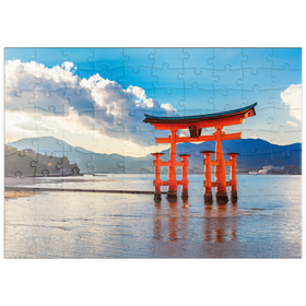 Darstellung des Puzzle Motivs O-Torii-Tor vor dem Itsukushima Schrein auf der Insel Miyajima - Hiroshima, Japan - Puzzleteile: 100