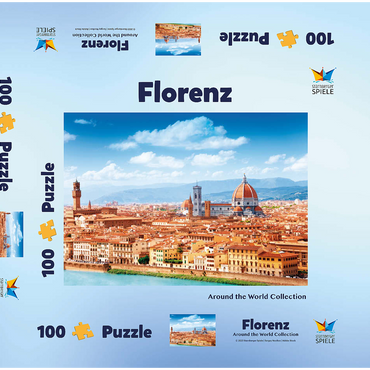 Stadtbildpanorama von Florenz - Toskana, Italien 100 Puzzle Schachtel 3D Modell