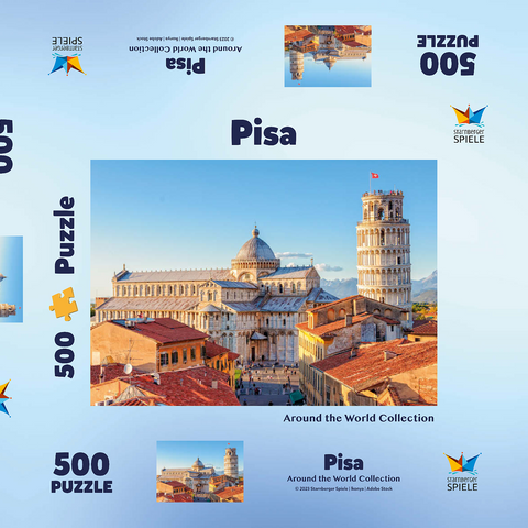 Dom und Schiefer Turm von Pisa - Toskana, Italien 500 Puzzle Schachtel 3D Modell