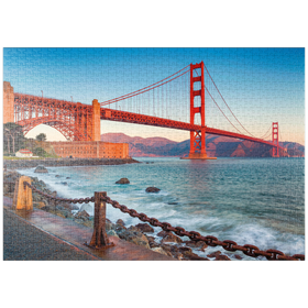 Darstellung des Puzzle Motivs Golden Gate Bridge im Sonnenaufgang - San Francisco, Kalifornien, USA - Puzzleteile: 1000