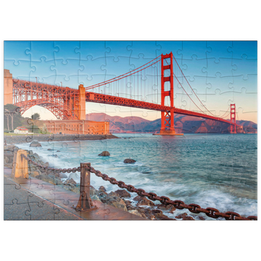 puzzleplate Golden Gate Bridge im Sonnenaufgang - San Francisco, Kalifornien, USA 100 Puzzle