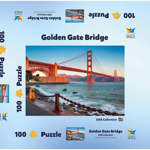 Golden Gate Bridge im Sonnenaufgang - San Francisco, Kalifornien, USA 100 Puzzle Schachtel 3D Modell