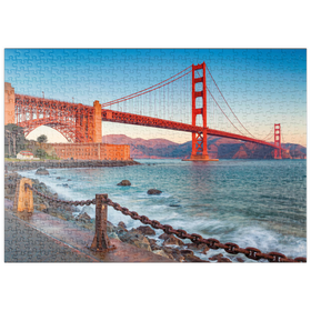 Darstellung des Puzzle Motivs Golden Gate Bridge im Sonnenaufgang - San Francisco, Kalifornien, USA - Puzzleteile: 500