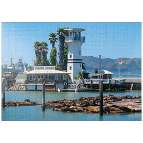 Darstellung des Puzzle-Motivs Seelöwenkolonie am Pier 39 des Fisherman's Wharf - San Francisco, Kalifornien, USA – Puzzleteile: 1000