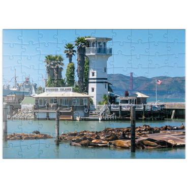 puzzleplate Seelöwenkolonie am Pier 39 des Fisherman's Wharf - San Francisco, Kalifornien, USA 100 Puzzle