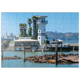Darstellung des Puzzle Motivs Seelöwenkolonie am Pier 39 des Fisherman's Wharf - San Francisco, Kalifornien, USA - Puzzleteile: 100
