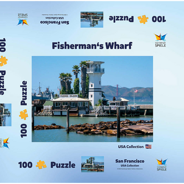 Seelöwenkolonie am Pier 39 des Fisherman's Wharf - San Francisco, Kalifornien, USA 100 Puzzle Schachtel 3D Modell