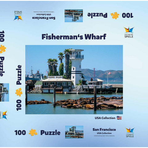 Seelöwenkolonie am Pier 39 des Fisherman's Wharf - San Francisco, Kalifornien, USA 100 Puzzle Schachtel 3D Modell