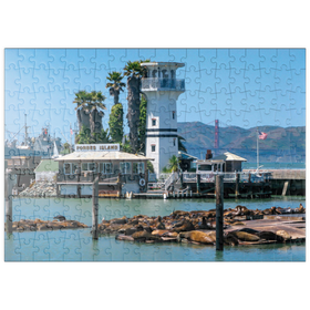 Darstellung des Puzzle-Motivs Seelöwenkolonie am Pier 39 des Fisherman's Wharf - San Francisco, Kalifornien, USA – Puzzleteile: 200