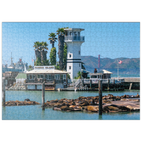 Darstellung des Puzzle Motivs Seelöwenkolonie am Pier 39 des Fisherman's Wharf - San Francisco, Kalifornien, USA - Puzzleteile: 500