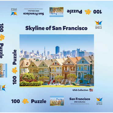 Skyline von San Francisco mit den Painted Ladies am Alamo Square im Vordergrund - Kalifornien, USA 100 Puzzle Schachtel 3D Modell