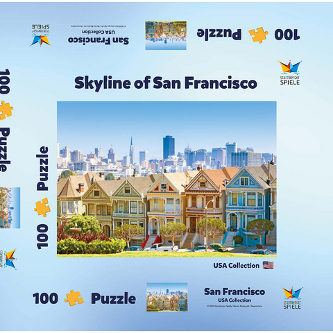 Skyline von San Francisco mit den "Painted Ladies" am Alamo Square im Vordergrund - Kalifornien, USA 100 Puzzle Schachtel 3D Modell
