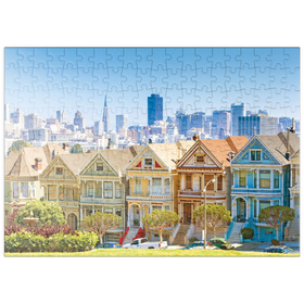 Darstellung des Puzzle-Motivs Skyline von San Francisco mit den "Painted Ladies" am Alamo Square im Vordergrund - Kalifornien, USA – Puzzleteile: 200