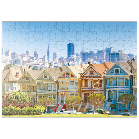 puzzleplate Skyline von San Francisco mit den "Painted Ladies" am Alamo Square im Vordergrund - Kalifornien, USA 200 Puzzle