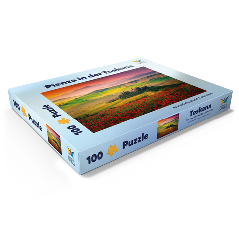 Malerischer Sonnenaufgang in der Toskana - Pienza, Italien 100 Puzzle Schachtel Ansicht1