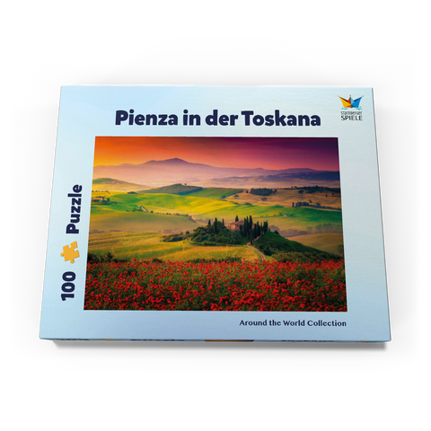Malerischer Sonnenaufgang in der Toskana - Pienza, Italien 100 Puzzle Schachtel Ansicht3