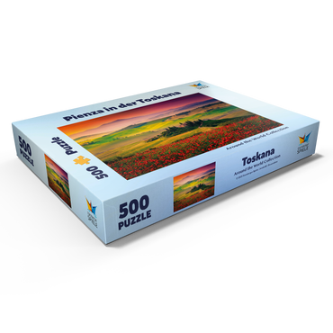 Malerischer Sonnenaufgang in der Toskana - Pienza, Italien 500 Puzzle Schachtel Ansicht1