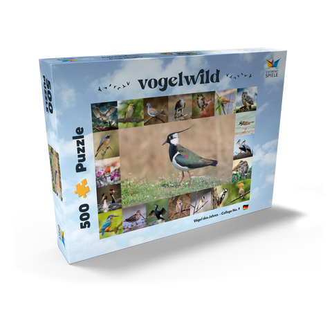 Vögel des Jahres - Collage Nr.9 - Hauptmotiv: Kiebitz 500 Puzzle Schachtel Ansicht2
