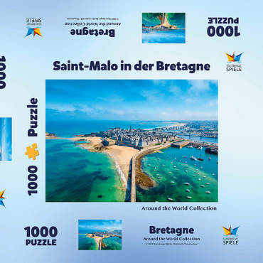 Saint Malo - Stadt der Seeräuber - Bretagne, Frankreich 1000 Puzzle Schachtel 3D Modell