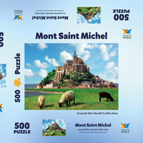 Mont Saint Michel - Normadie, Bretagne, Frankreich, Weltkulturerbe 500 Puzzle Schachtel 3D Modell