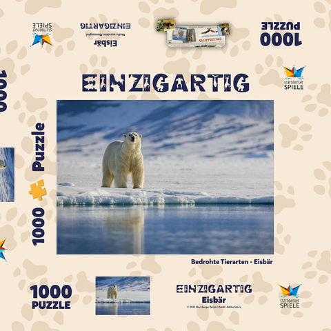 Bedrohte Tierarten: Eisbär in Spitzbergen -  Norwegen 1000 Puzzle Schachtel 3D Modell