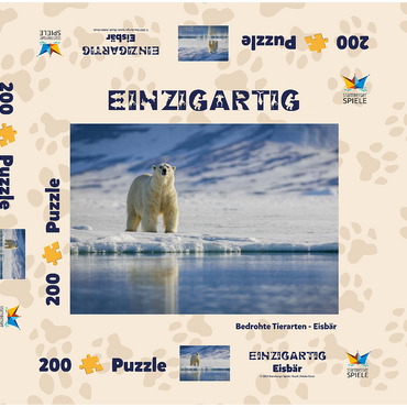 Bedrohte Tierarten: Eisbär in Spitzbergen -  Norwegen 200 Puzzle Schachtel 3D Modell