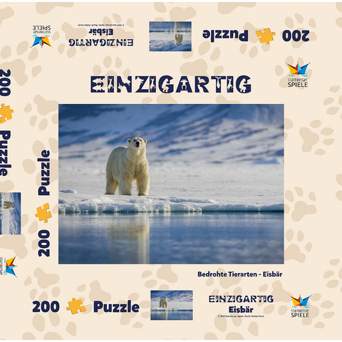 Bedrohte Tierarten: Eisbär in Spitzbergen -  Norwegen 200 Puzzle Schachtel 3D Modell