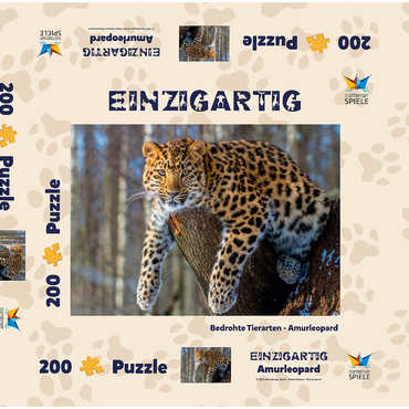 Bedrohte Tierarten: Amur-Leopard 200 Puzzle Schachtel 3D Modell