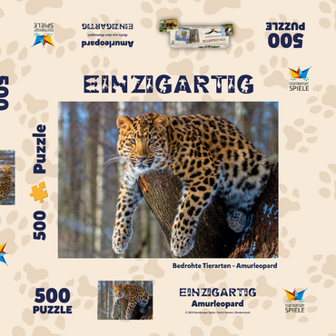 Bedrohte Tierarten: Amur-Leopard 500 Puzzle Schachtel 3D Modell