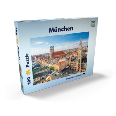 München - Blick auf den Marienplatz mit Rathaus und Frauenkirche - Bayern, Deutschland 100 Puzzle Schachtel Ansicht2