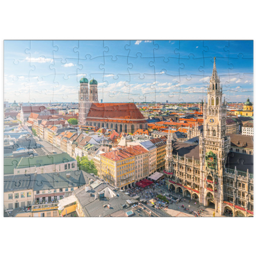 puzzleplate München - Blick auf den Marienplatz mit Rathaus und Frauenkirche - Bayern, Deutschland 100 Puzzle