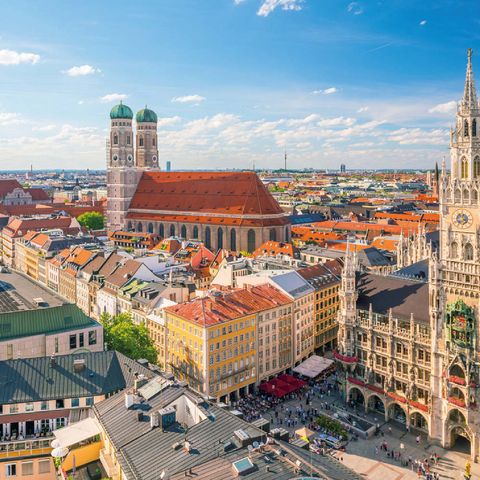 München - Blick auf den Marienplatz mit Rathaus und Frauenkirche - Bayern, Deutschland 100 Puzzle 3D Modell