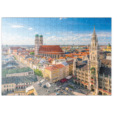 puzzleplate München - Blick auf den Marienplatz mit Rathaus und Frauenkirche - Bayern, Deutschland 200 Puzzle